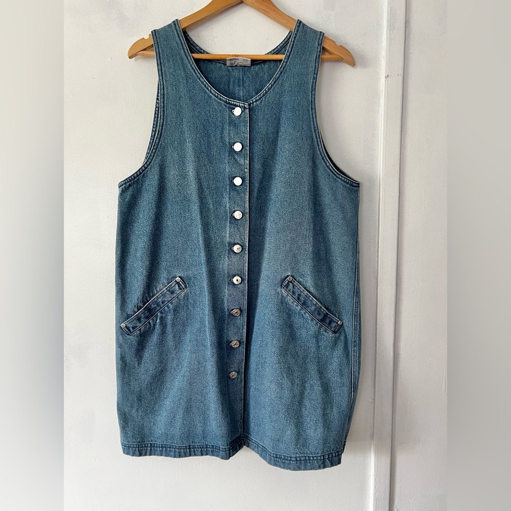 Vintage Blue Denim Button-Down Dress